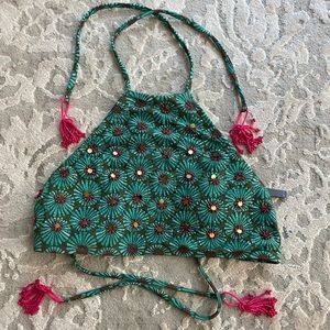 AERIE HIGH NECK JEWLED TOP WORN ONCE